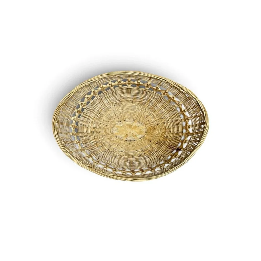 Boho Vintage Wicker Oval Basket Natural Bamboo Decorative Bread Fruit Bowl 10